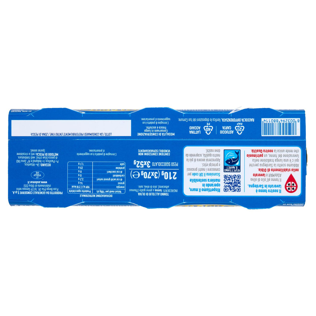 Asdomar Tonno all'olio di oliva 3 x 70 g