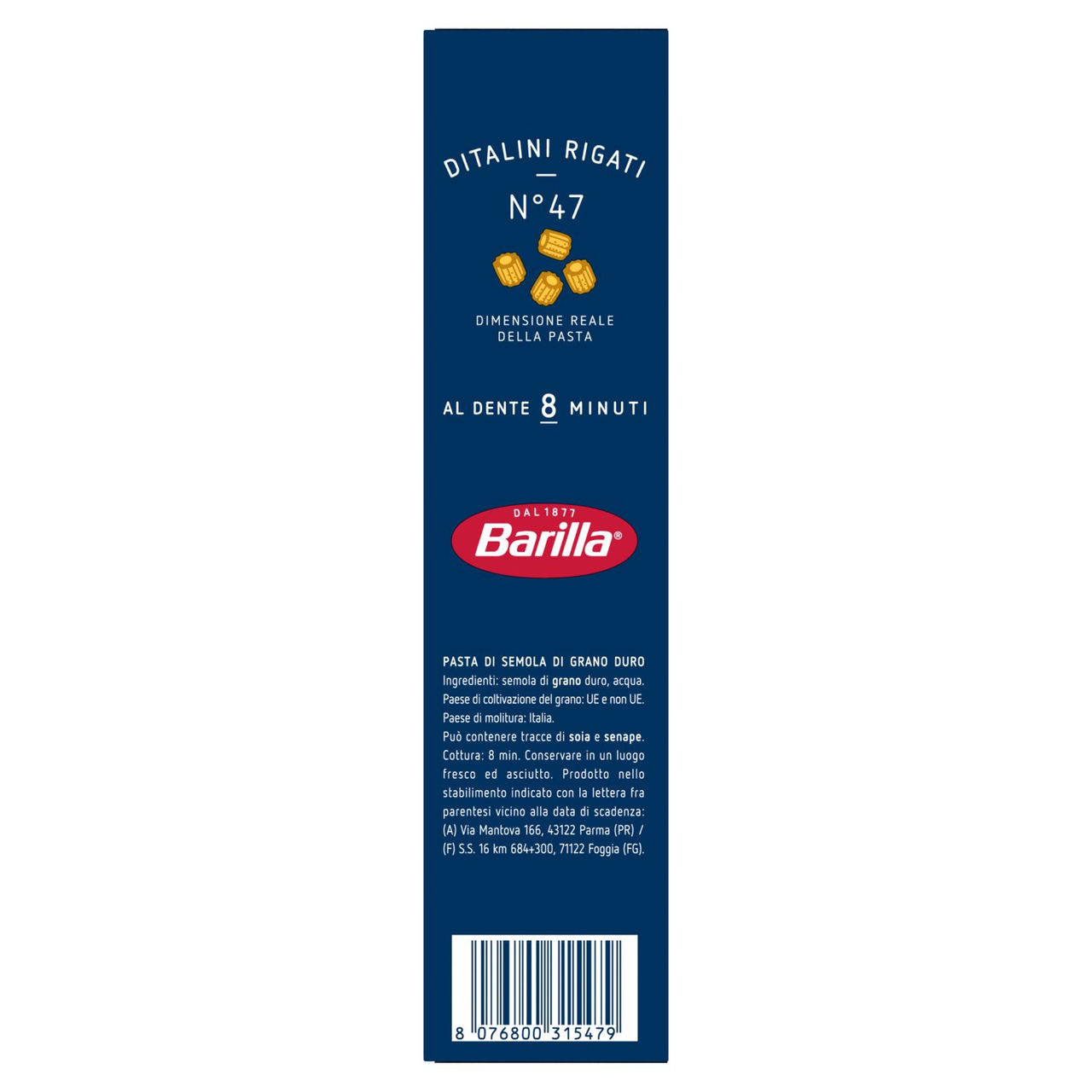 Barilla Pasta Ditalini Rigati n.47 500g
