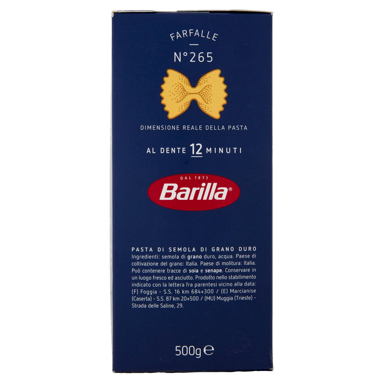 Barilla Pasta Farfalle n.265 100% Grano Italiano 500g