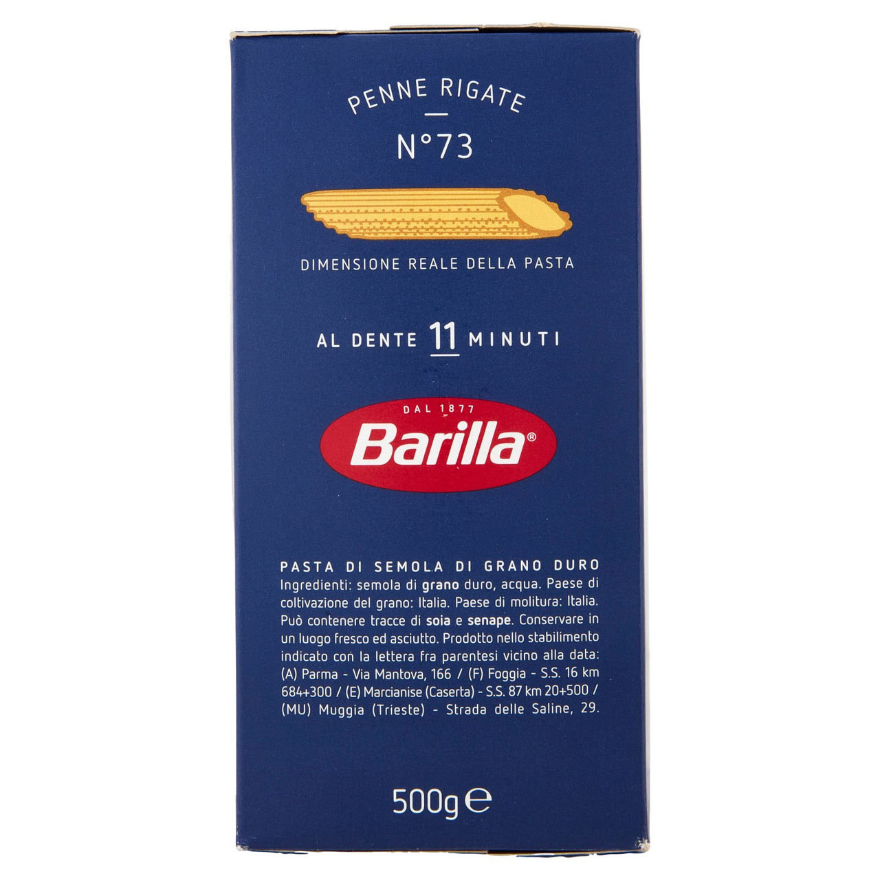 Barilla Pasta Penne Rigate n.73 100% Grano Italiano 500g