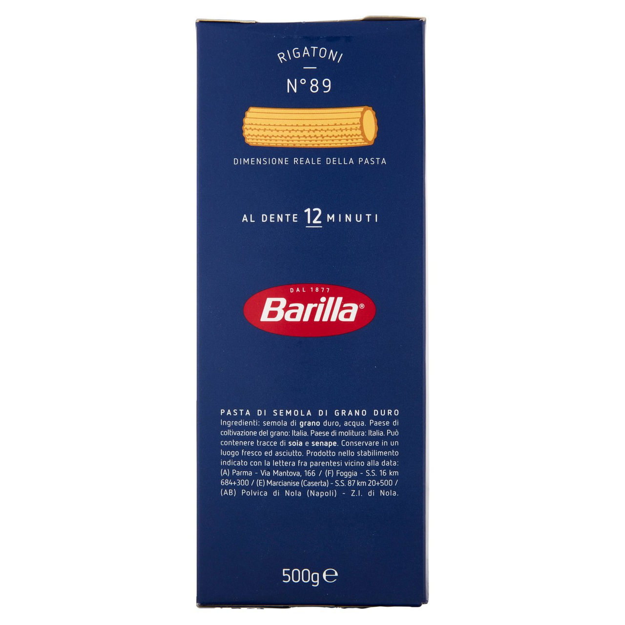 Barilla Pasta Rigatoni n.89 500g