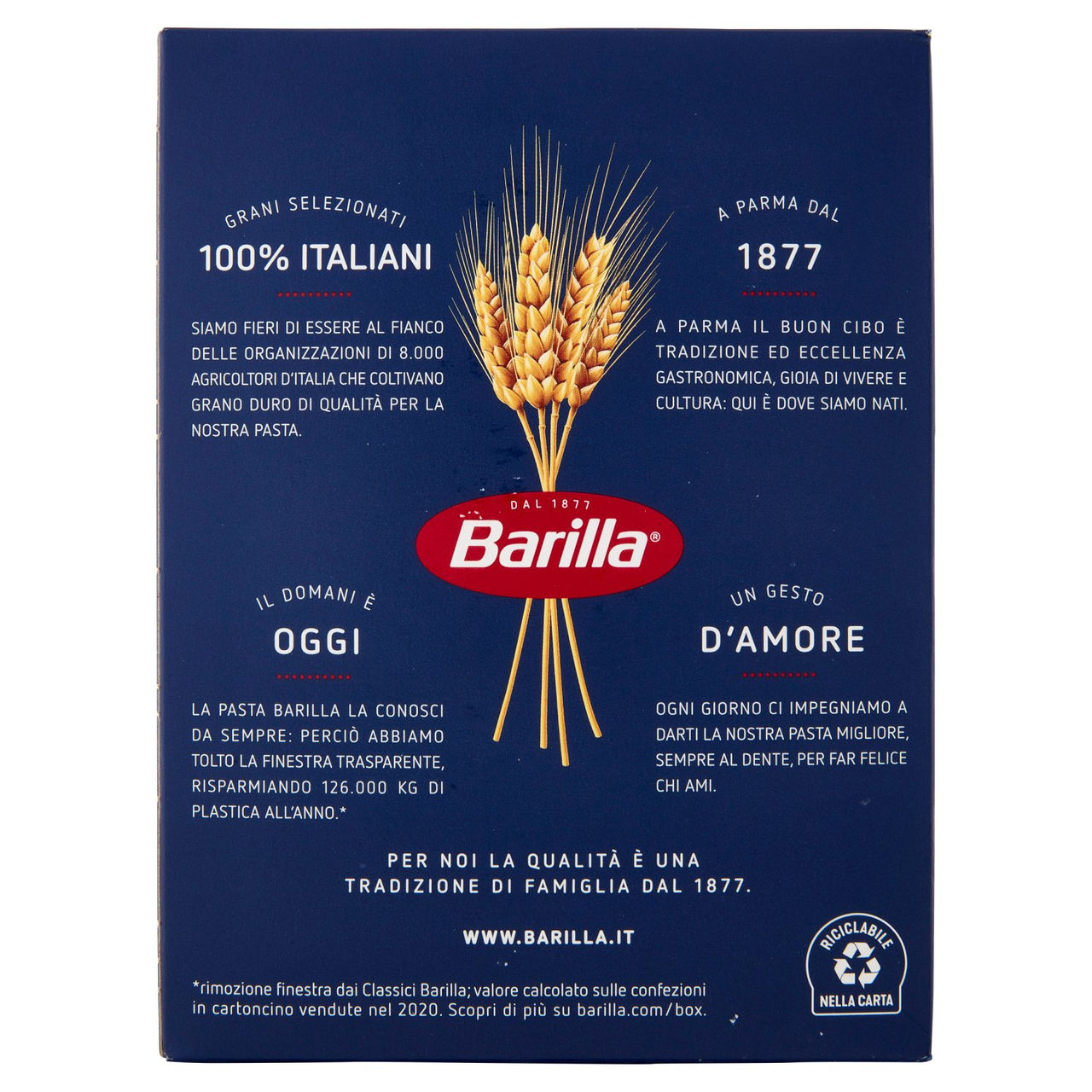 Barilla Pasta Tortiglioni n.83 100% Grano Italiano 500g