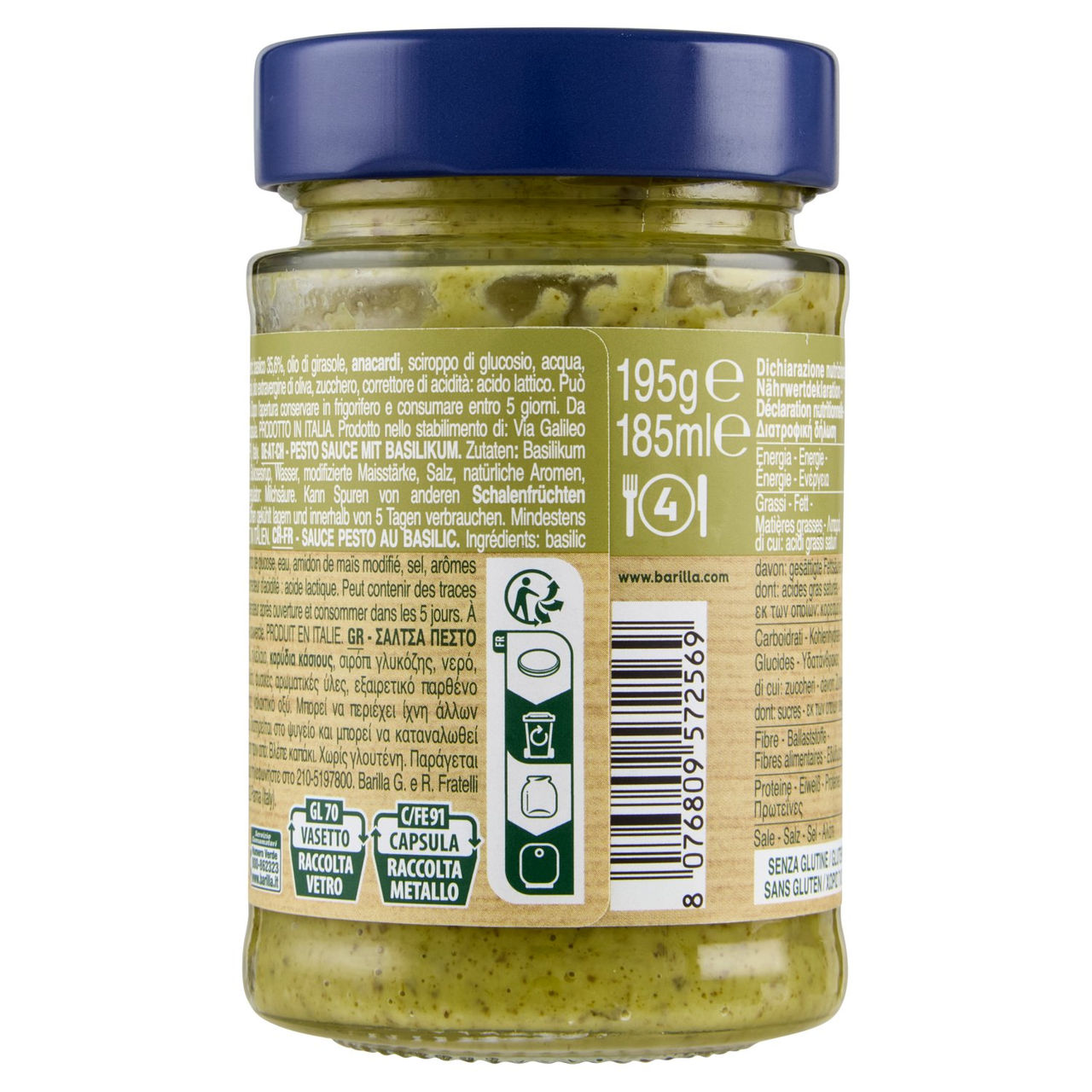 Barilla Pesto Genovese Vegan Condimento e Sugo per Pasta 195 g