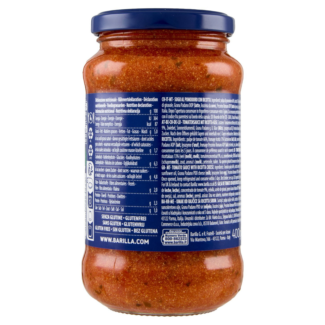 Barilla Sugo Ricotta 100% Pomodoro Italiano Condimento per Pasta 400g