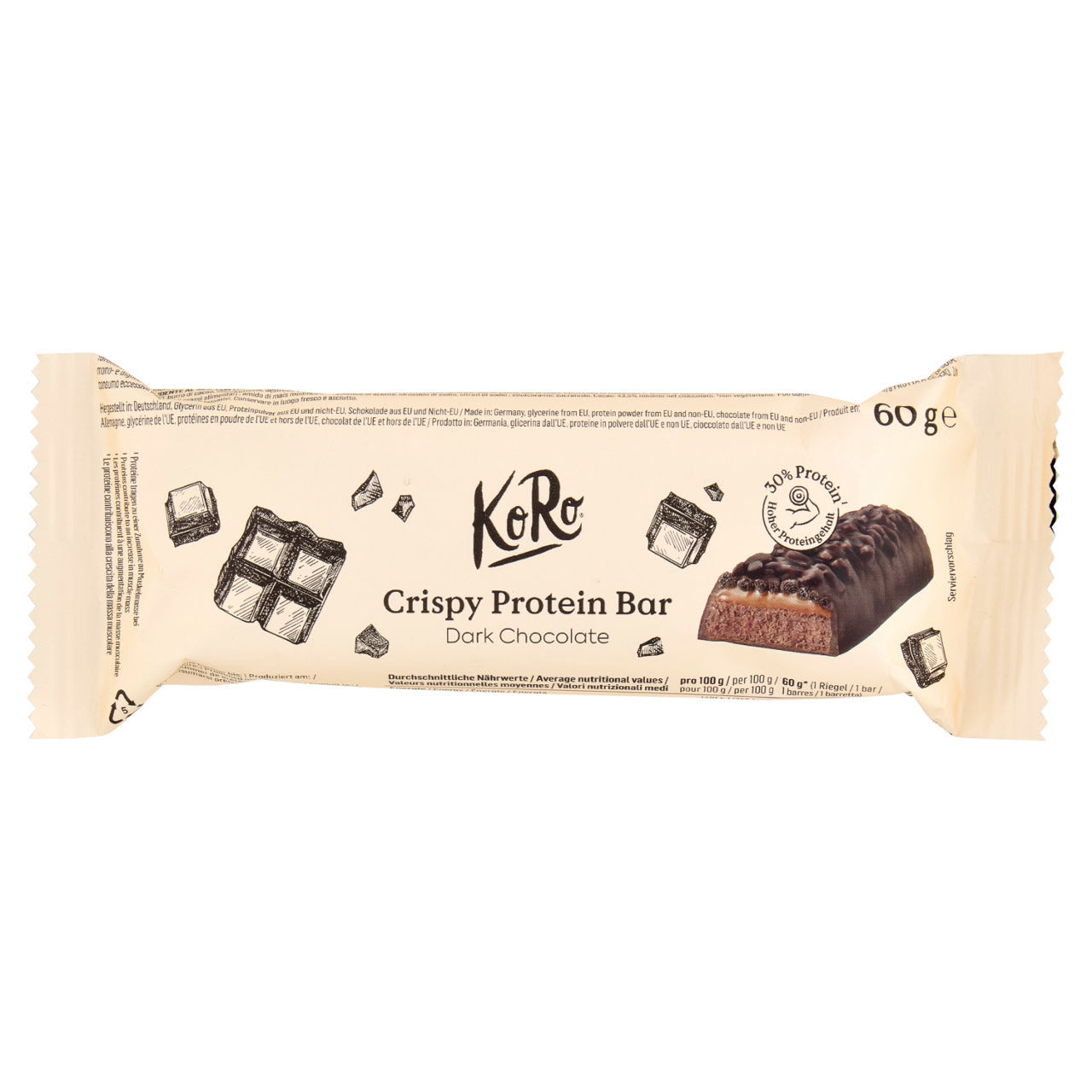 Barretta proteica Crispy Koro cioccolato fondente 60 g