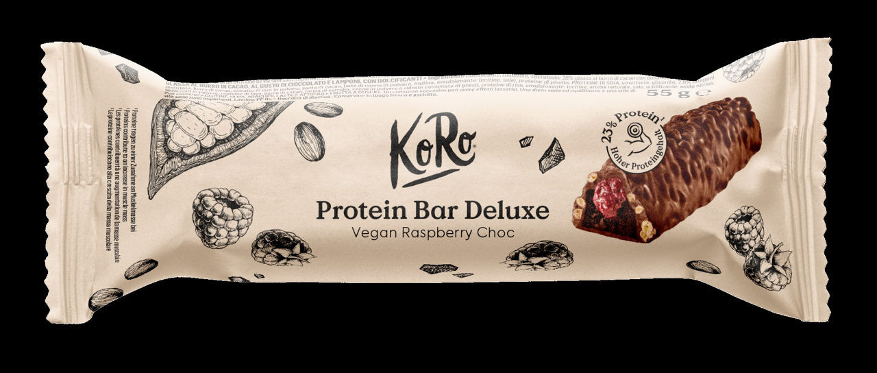Barretta proteica Deluxe Koro vegana cioccolato e lampone 55 g