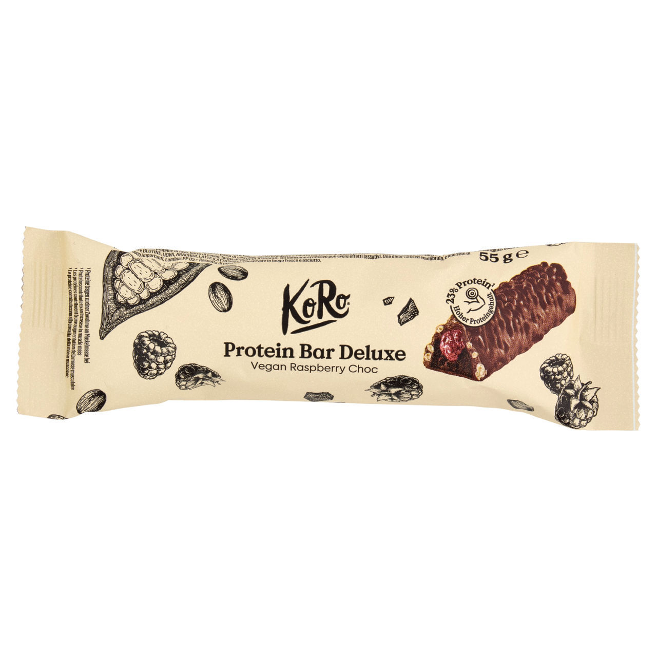 Barretta proteica Deluxe Koro vegana cioccolato e lampone 55 g