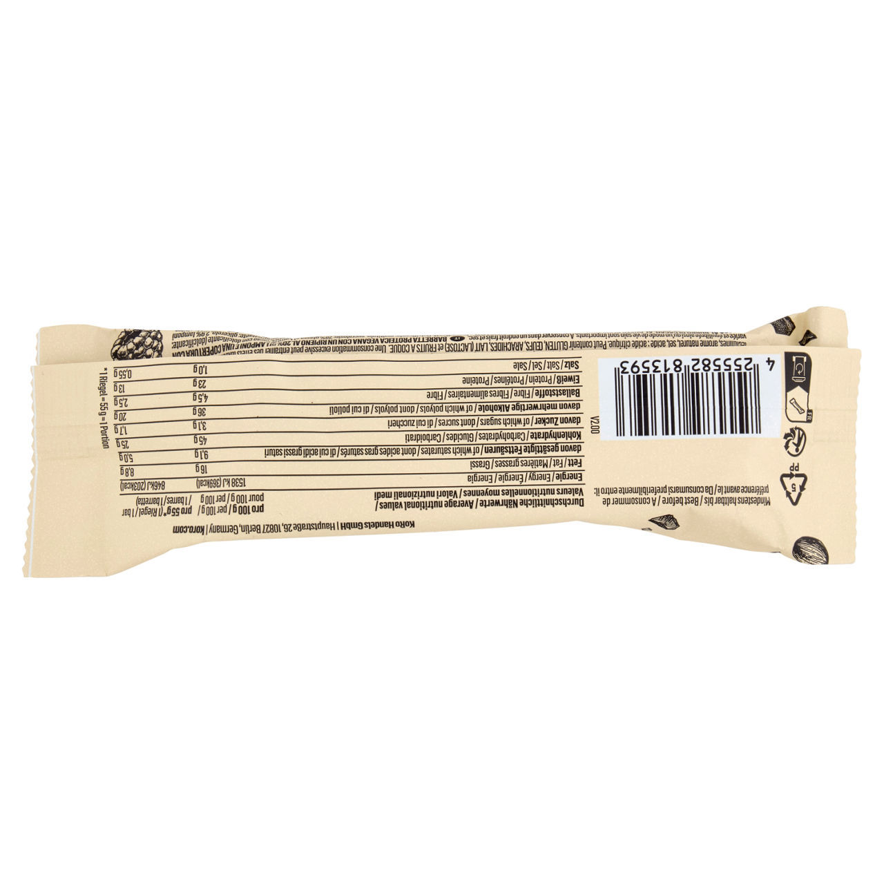 Barretta proteica Deluxe Koro vegana cioccolato e lampone 55 g