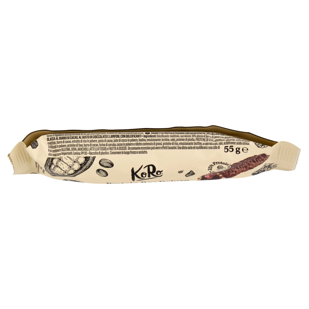Barretta proteica Deluxe Koro vegana cioccolato e lampone 55 g