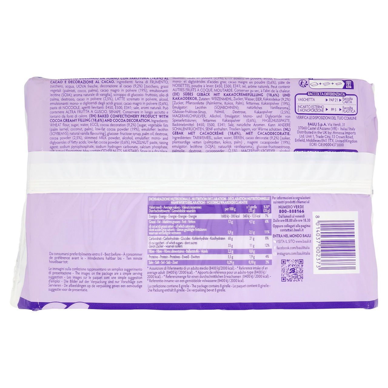 Motta Girella Cacao 8 x 35 g in vendita online