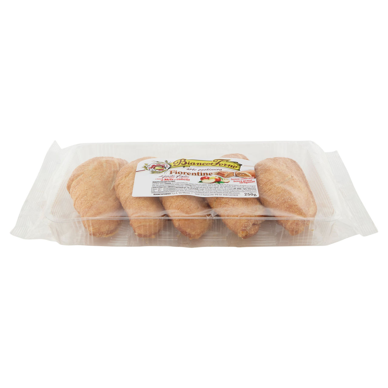 BiancoForno Fiorentine di pasta sfoglia con ripieno  (30%) a base di Mela a cubetti 250 g