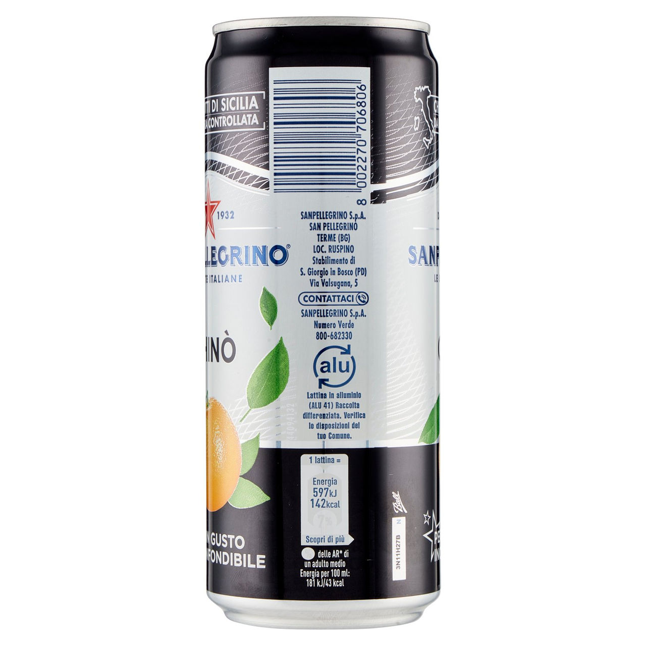 BIBITE SANPELLEGRINO, Bevanda Gassata, Chinò, Lattina - 330ml
