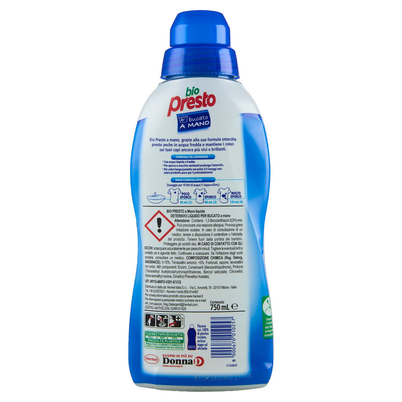 BIO PRESTO Liquido Bucato a Mano 750 ml