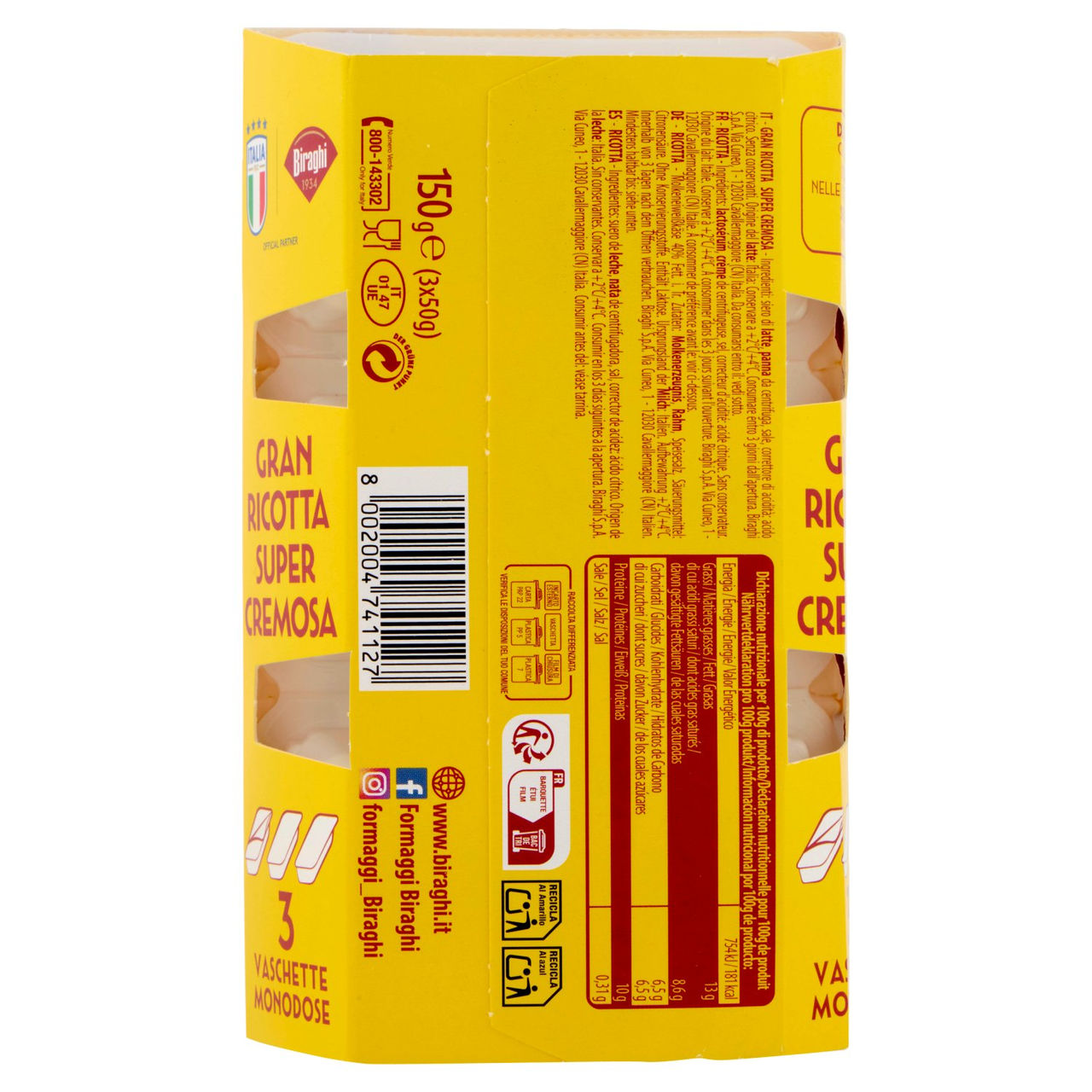 Biraghi Gran Ricotta Super Cremosa 3 x 50 g