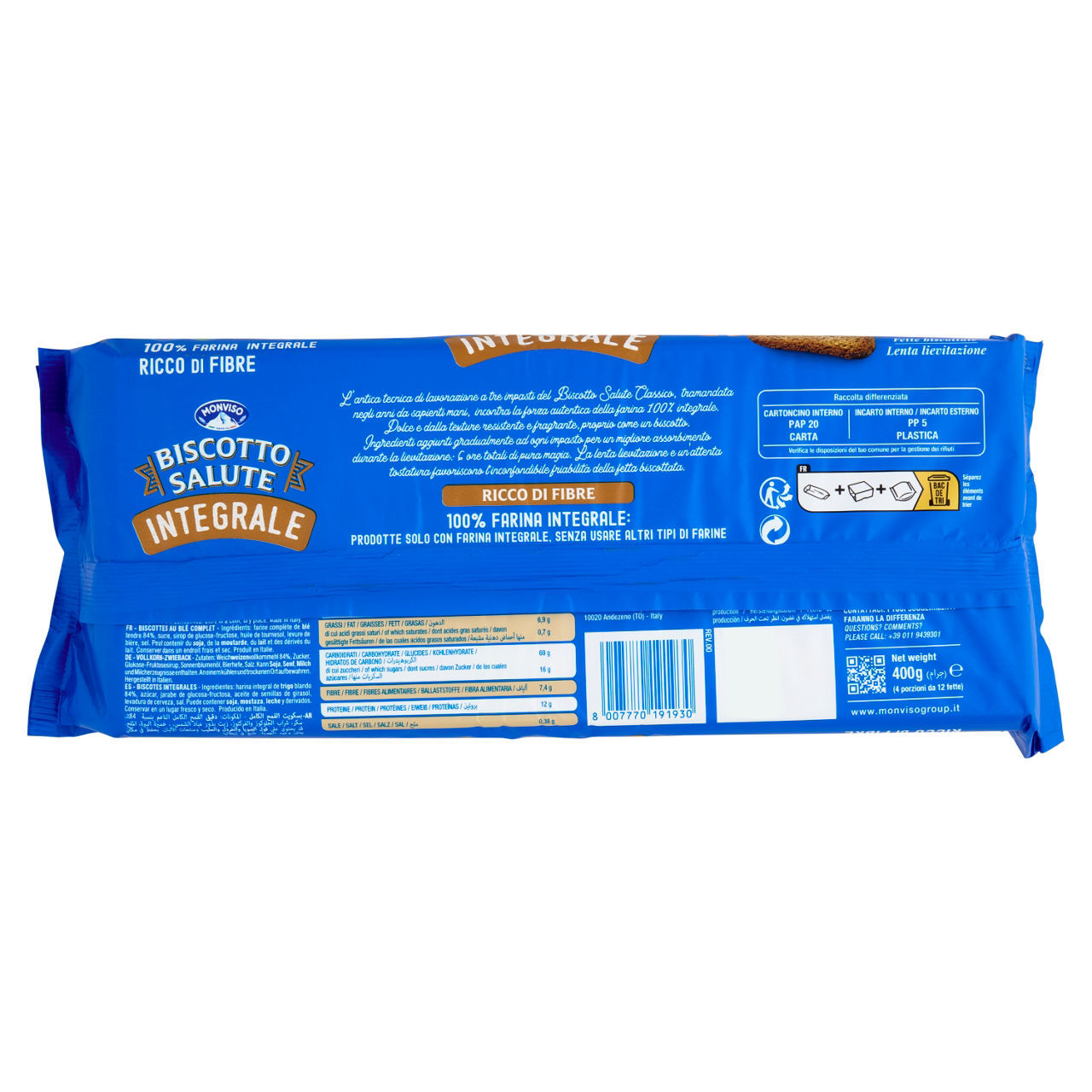 Biscotto salute Monviso integrale 400 g