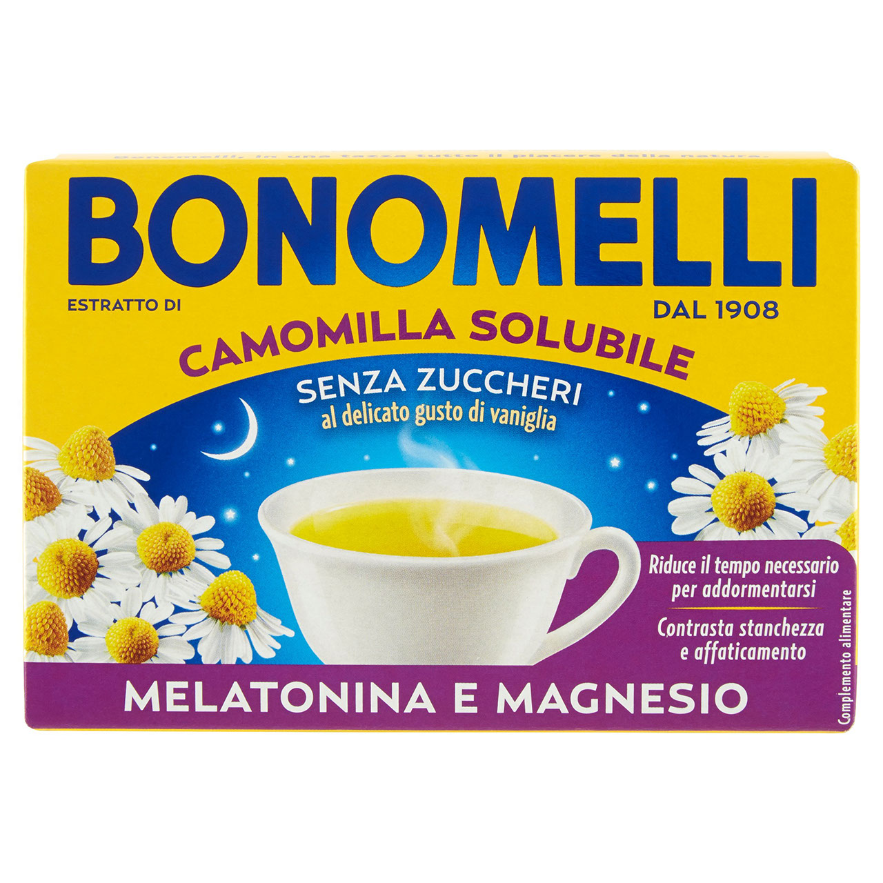 Bonomelli Estratto di Camomilla Solubile con Melatonina e con Magnesio Senza Zuccheri 16 x 4,5 g