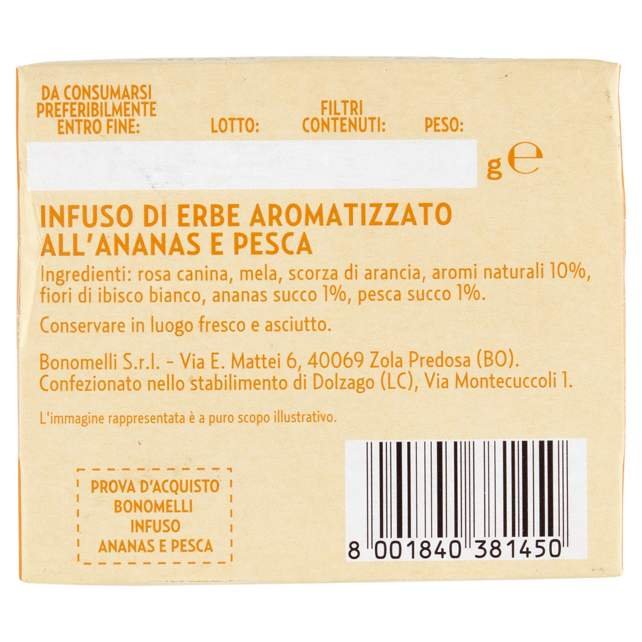 Bonomelli Infusi Fruttosi 100% Naturali Ananas e Pesca 12 Filtri 24 g