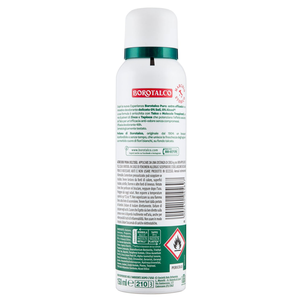 Borotalco purø Profumo di Borotalco Deo 0% Sali 150 ml
