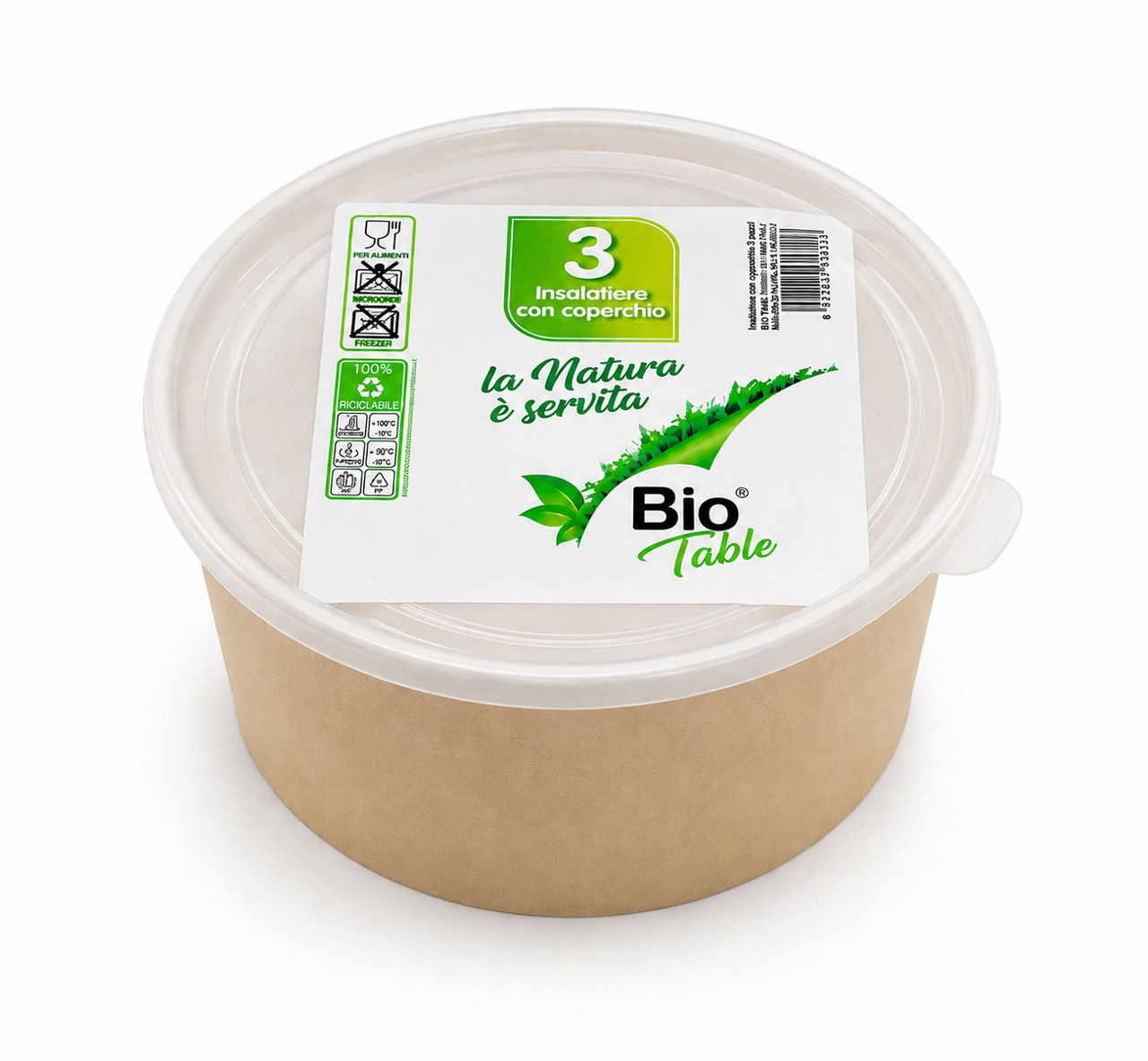 Bowl   Coperchio Biotable  conf. da 750 ml x 3 pezzi