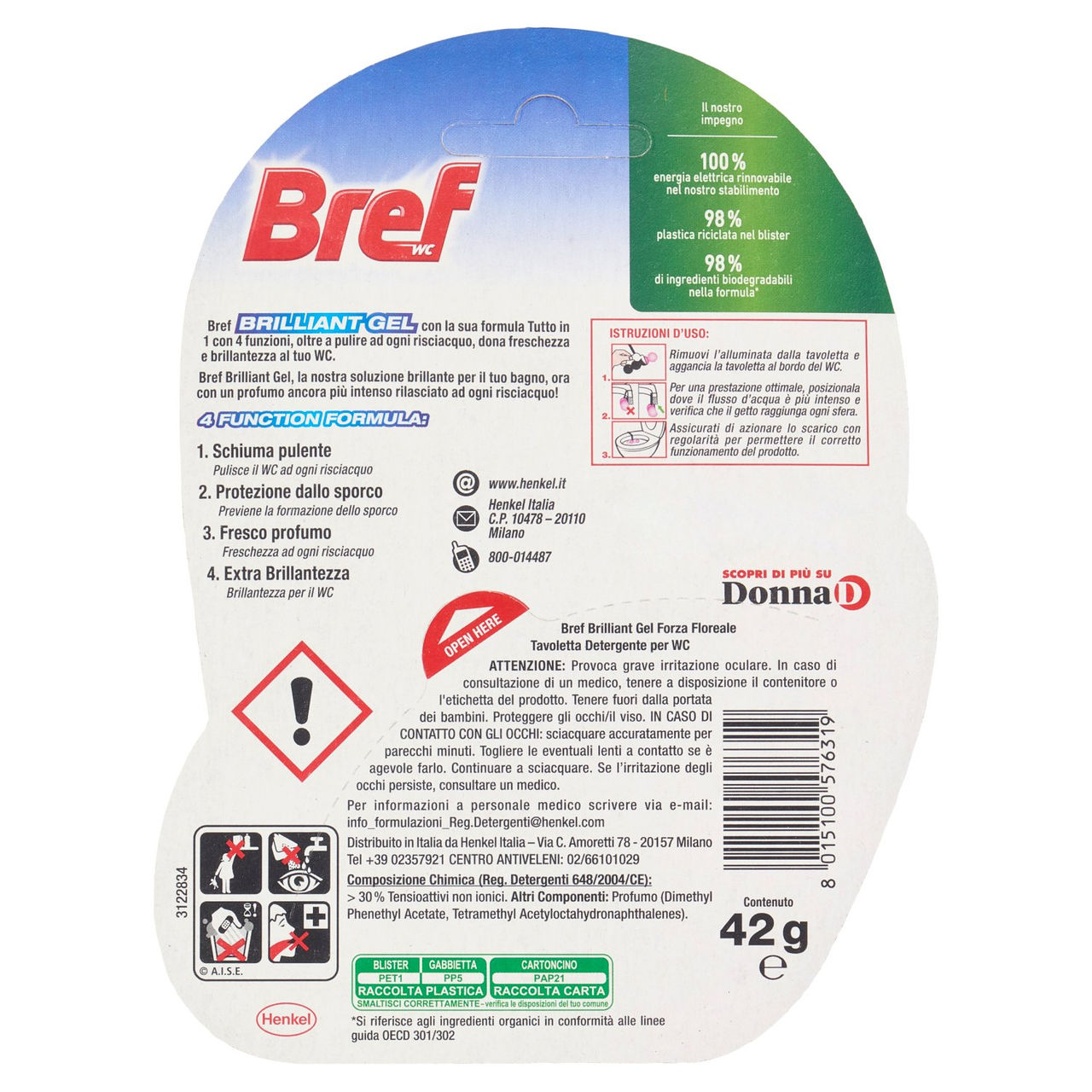 BREF WC Brilliant Gel Tutto in 1 Forza Floreale 42 g