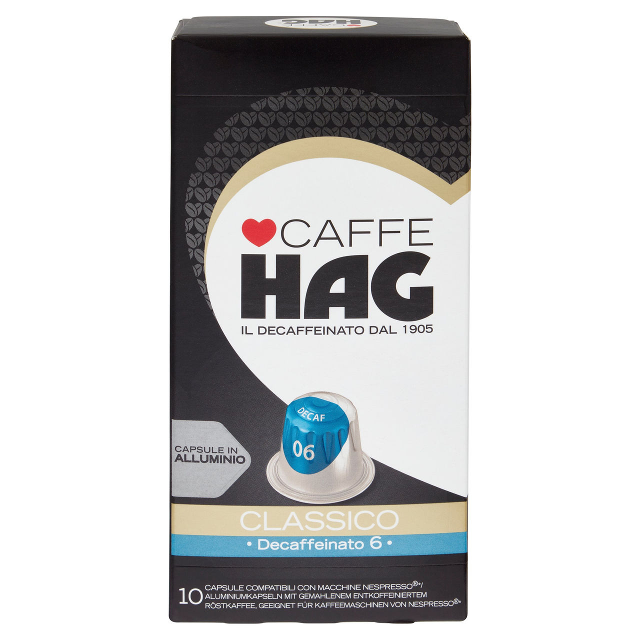 Caffè HAG  Classico 6- 10 Capsule Caffè Compatibili con Macchine Nespresso*® Original 52g