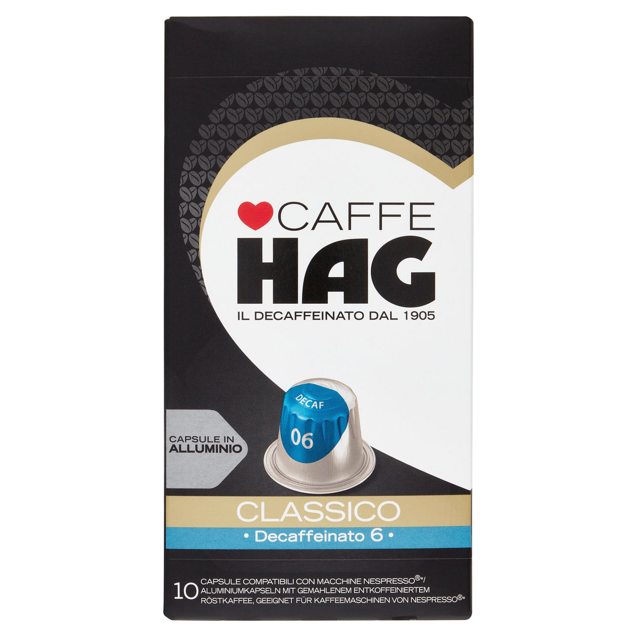 Caffè HAG  Classico 6- 10 Capsule Caffè Compatibili con Macchine Nespresso*® Original 52g