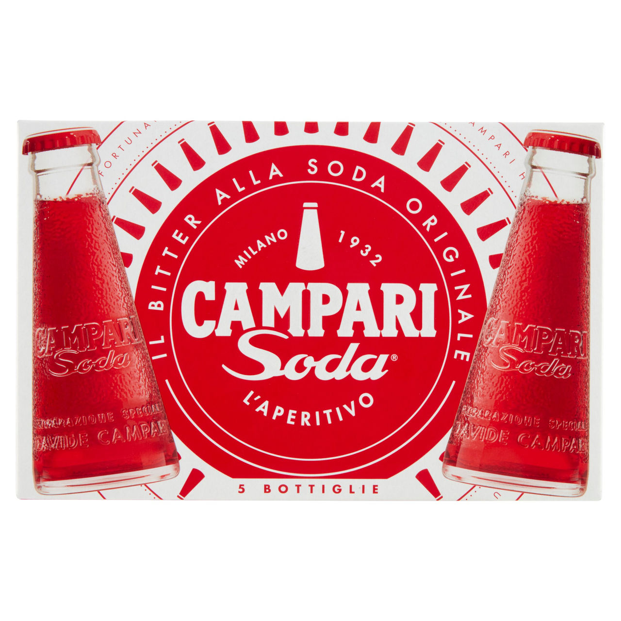 Campari Soda l'Aperitivo Bitter alla Soda Bottiglie 5 x 9,8 cl