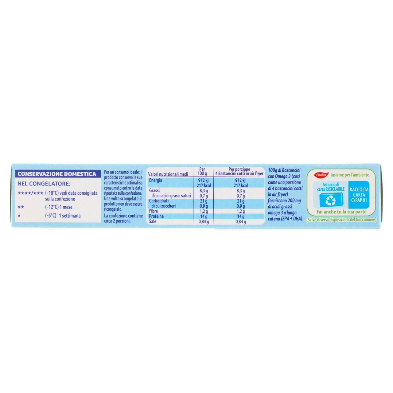 Capitan Findus 10 Bastoncini con 100% Filetti con Omega 3 250 g
