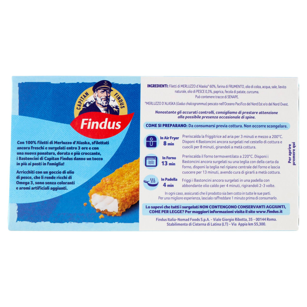 Capitan Findus 10 Bastoncini con 100% Filetti con Omega 3 250 g
