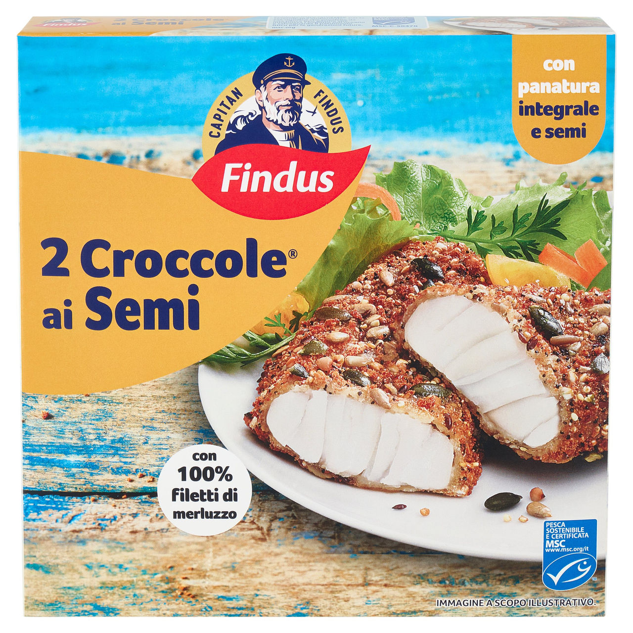 Capitan Findus 2 Croccole ai Semi con 100% Filetti di Merluzzo 200 g