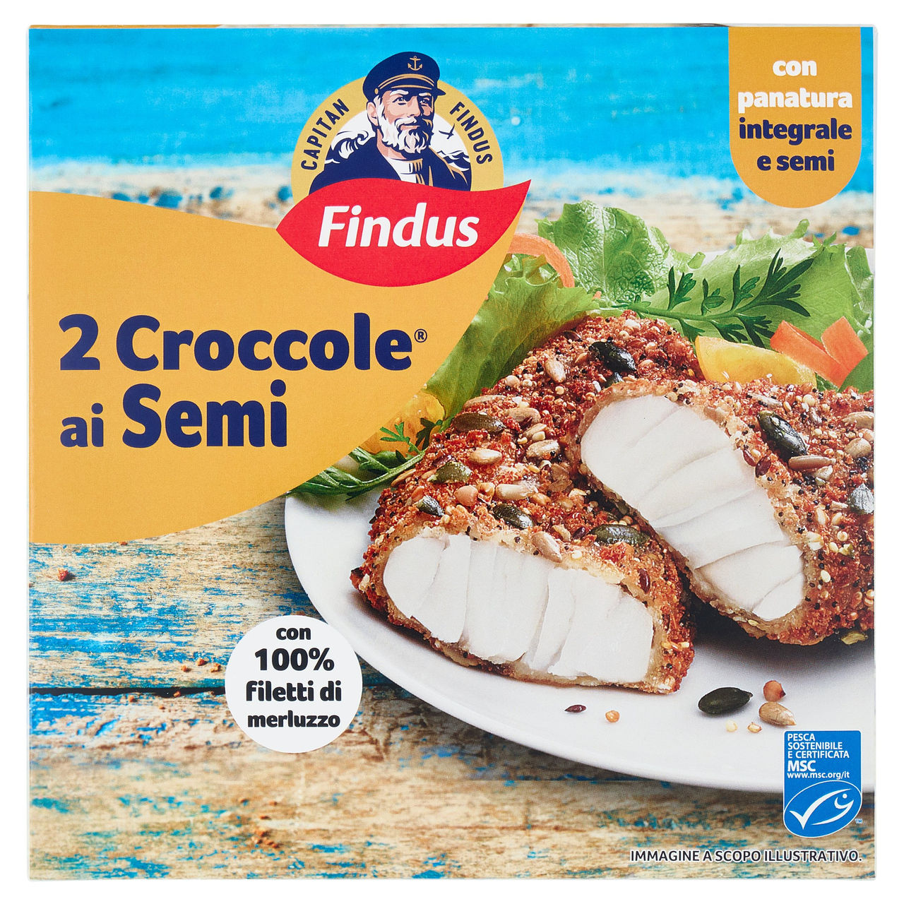 Capitan Findus 2 Croccole ai Semi con 100% Filetti di Merluzzo 200 g