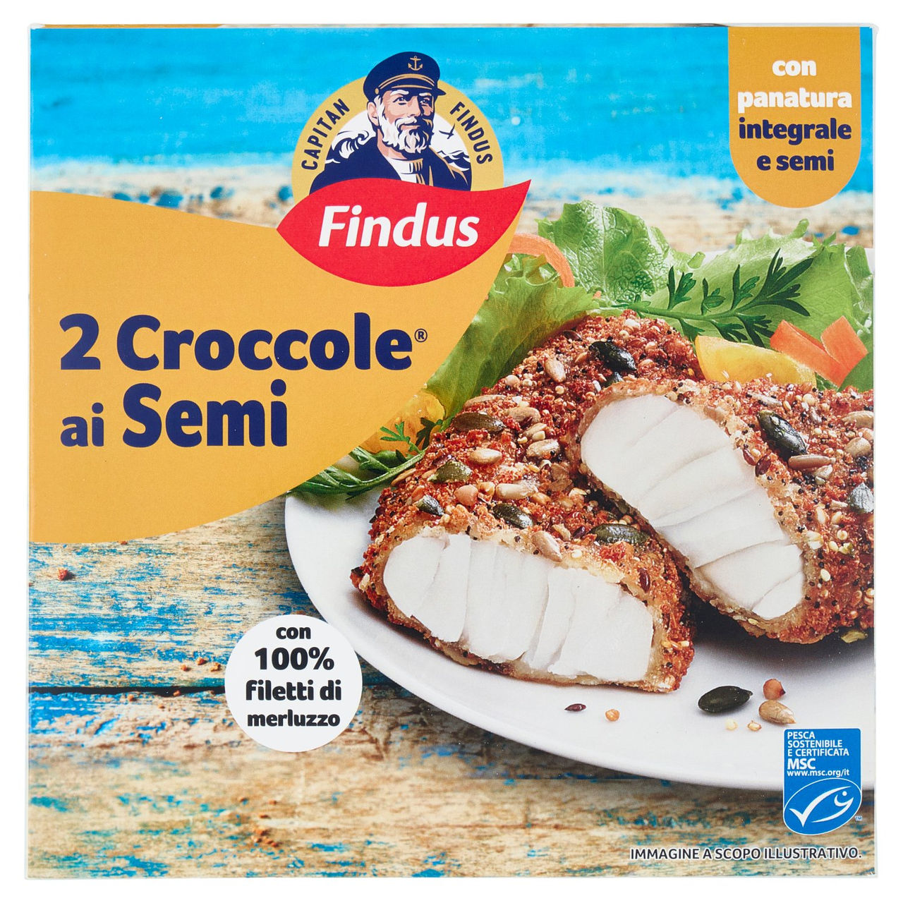 Capitan Findus 2 Croccole ai Semi con 100% Filetti di Merluzzo 200 g