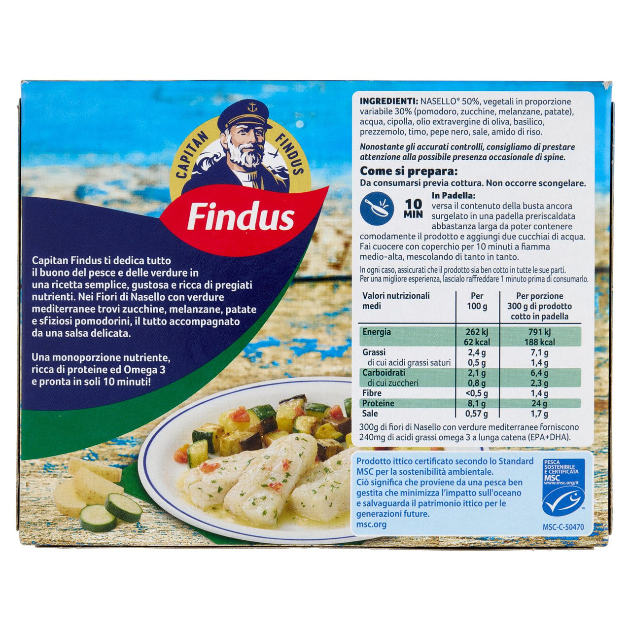 Capitan Findus Fiori Di Nasello con verdure mediterranee 300 g