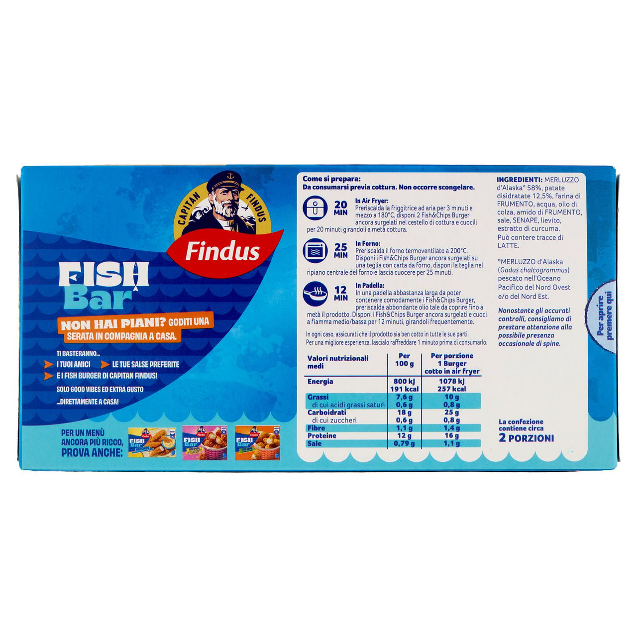 Capitan Findus Fish Bar 2 Fish & Chips Burger XL 270 g