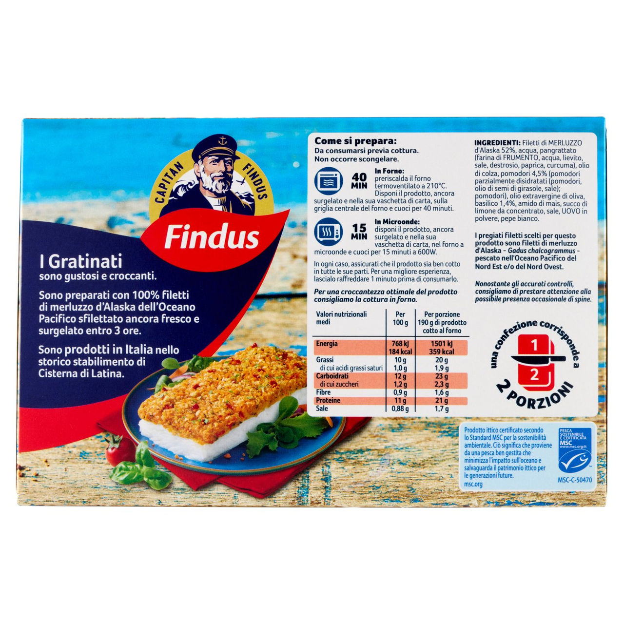 Capitan Findus I Gratinati Merluzzo con Pomodoro e Basilico 380 g