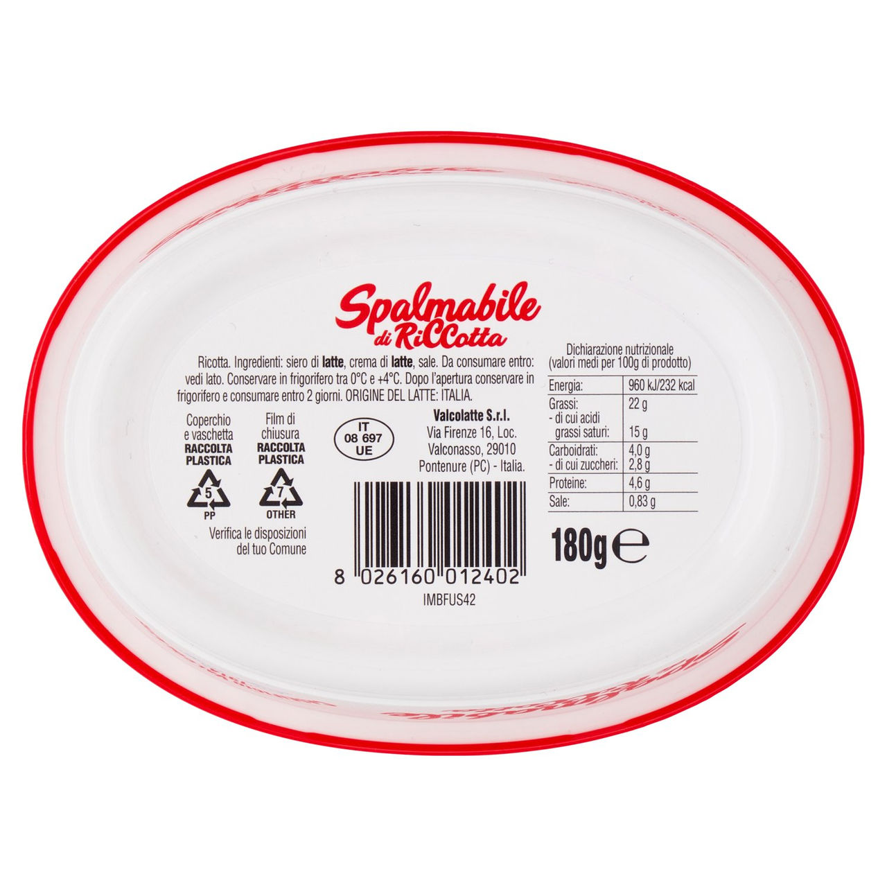 Caseificio Valcolatte Spalmabile di RiCCotta 180 g