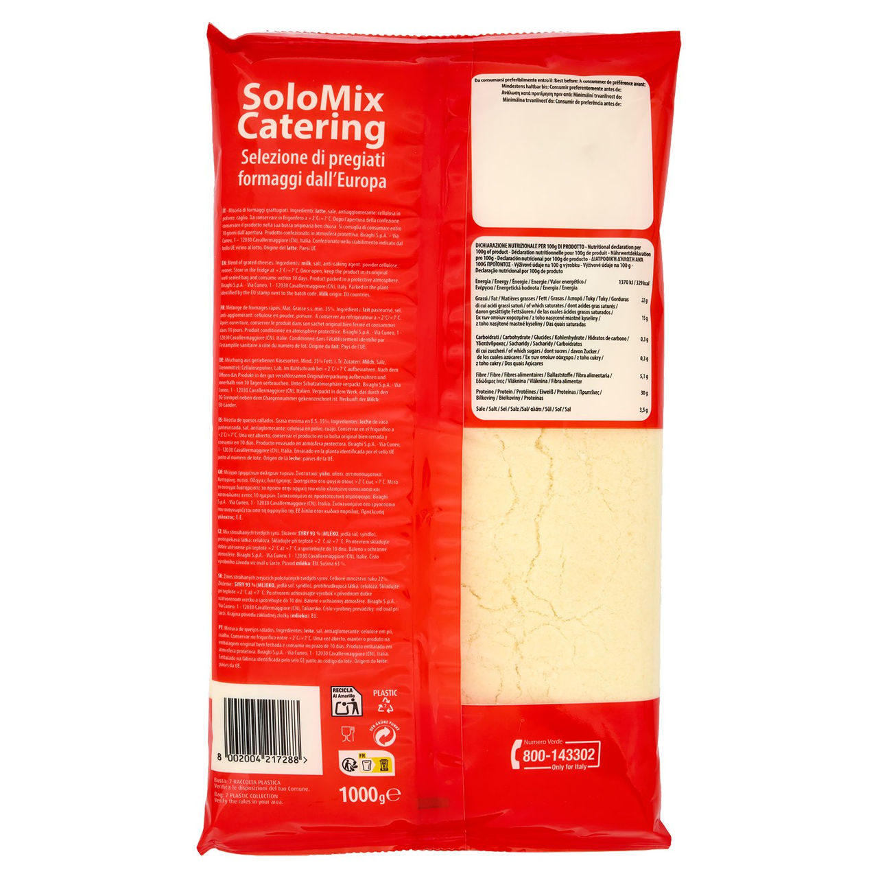 Cento Bontà Solo Mix Catering Formaggio grattugiato 1000 g