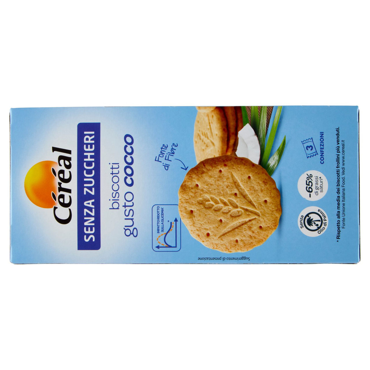Céréal Biscotti gusto Cocco, Senza Zuccheri, Fonte di Fibre, Senza Olio di Palma, 3 Pack - 132 g