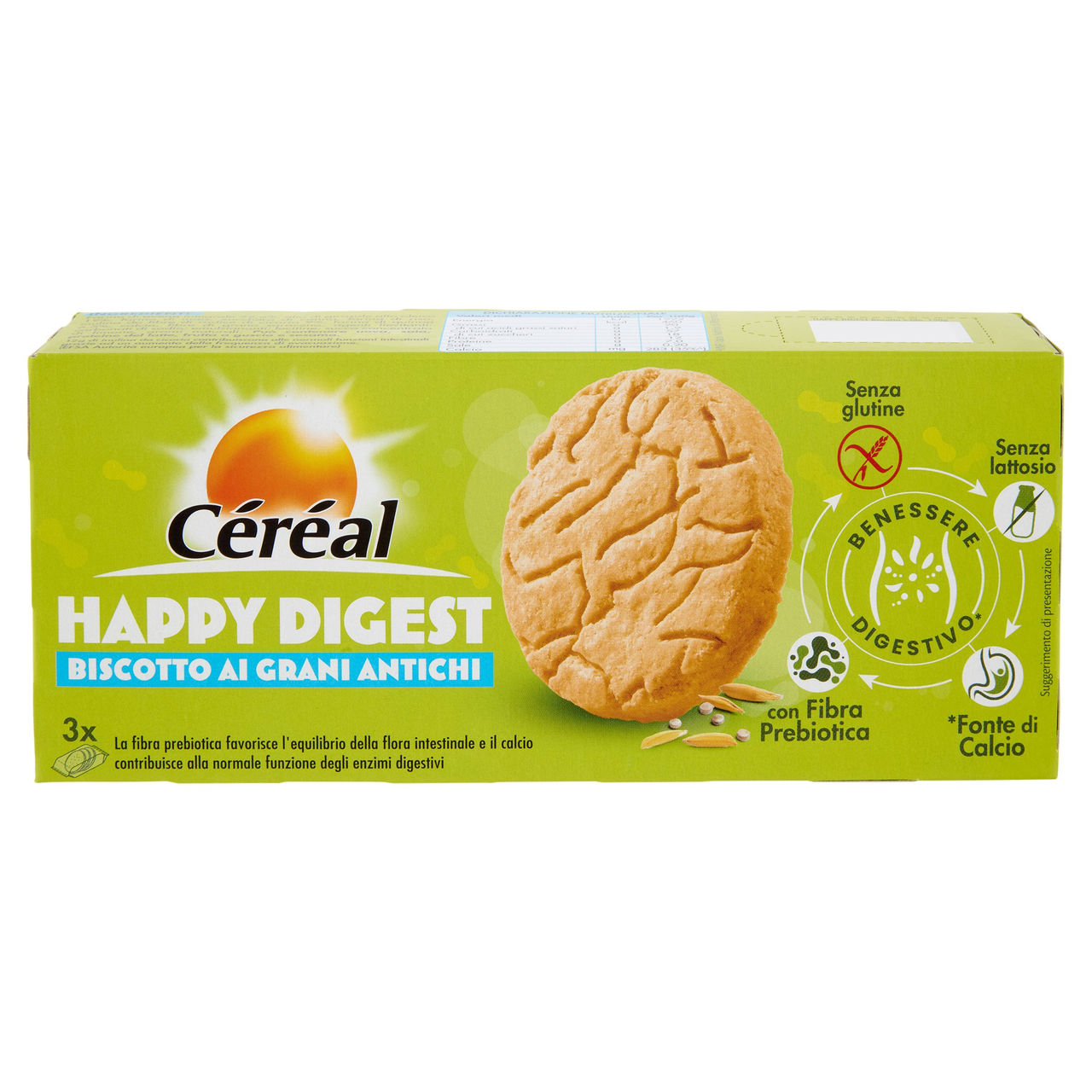 Céréal Happy Digest, Biscotto ai Grani Antichi, Senza Glutine, Senza Lattosio - 150 g