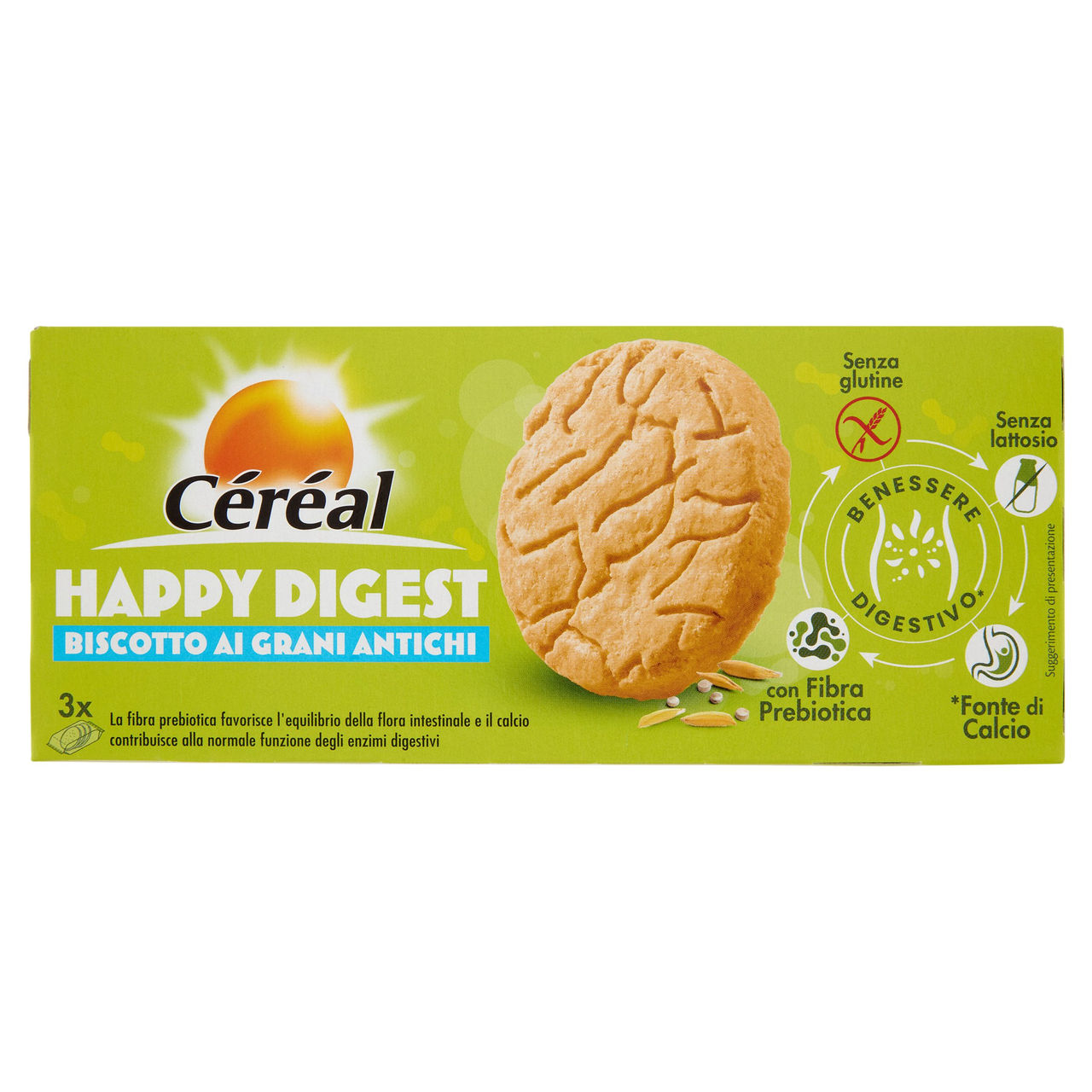 Céréal Happy Digest, Biscotto ai Grani Antichi, Senza Glutine, Senza Lattosio - 150 g