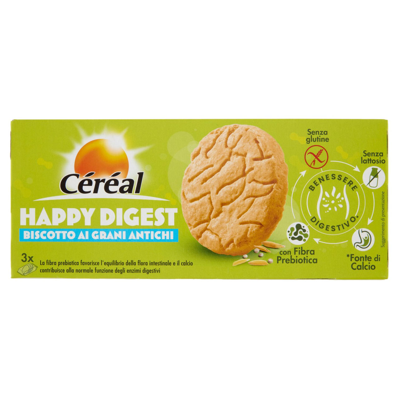 Céréal Happy Digest, Biscotto ai Grani Antichi, Senza Glutine, Senza Lattosio - 150 g