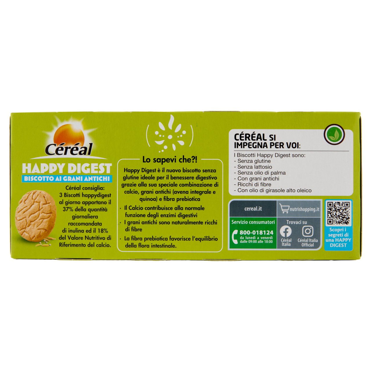 Céréal Happy Digest, Biscotto ai Grani Antichi, Senza Glutine, Senza Lattosio - 150 g