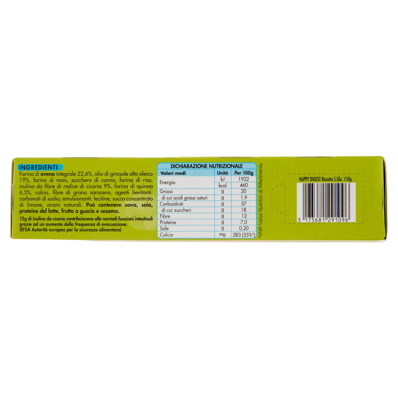 Céréal Happy Digest, Biscotto ai Grani Antichi, Senza Glutine, Senza Lattosio - 150 g