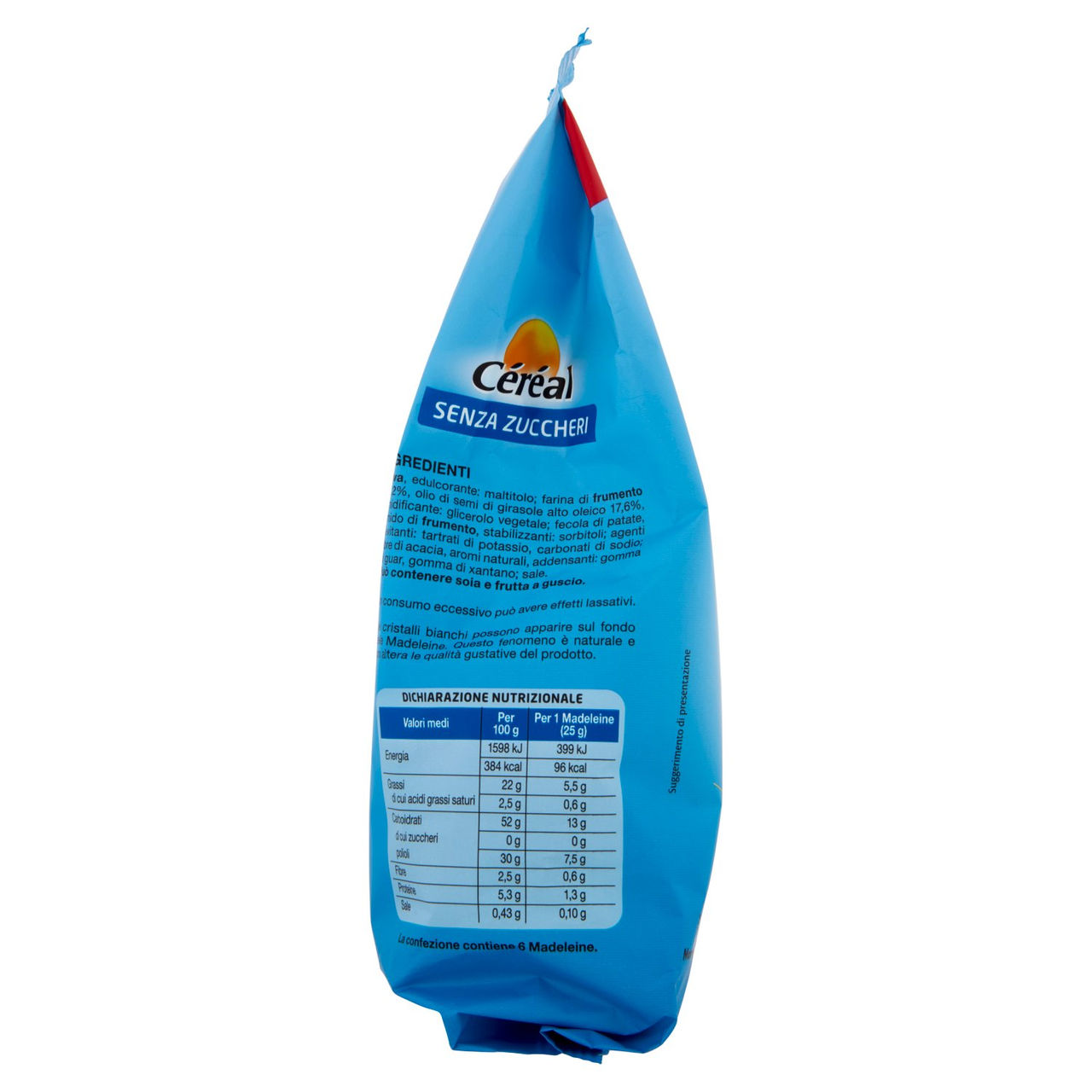 Céréal Senza Zuccheri Madeleine, senza Lattosio, senza Olio di Palma (6 monoporzioni) - 150g