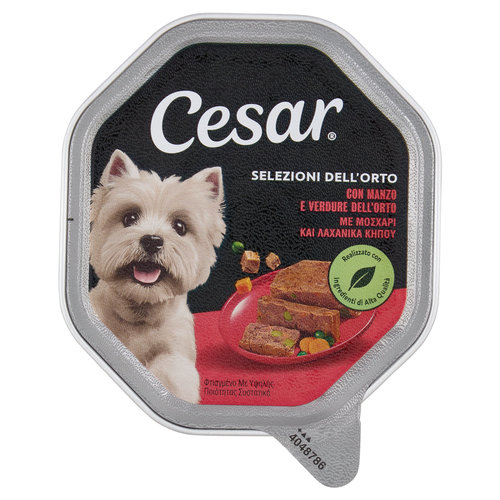 Cesar Cibo Umido Cane in Vaschetta Selezione Orto Manzo e verdure 150g