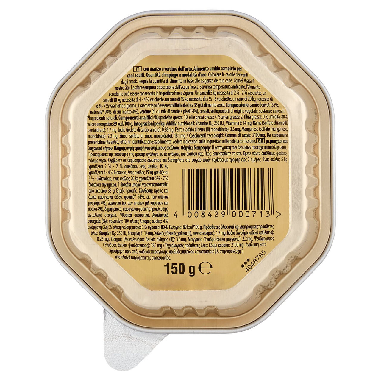 Cesar Cibo Umido Cane in Vaschetta Selezione Orto Manzo e verdure 150g