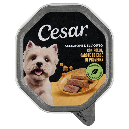 Cesar Cibo Umido Cane in Vaschetta Selezioni dell'Orto Pollo e Carote 150g