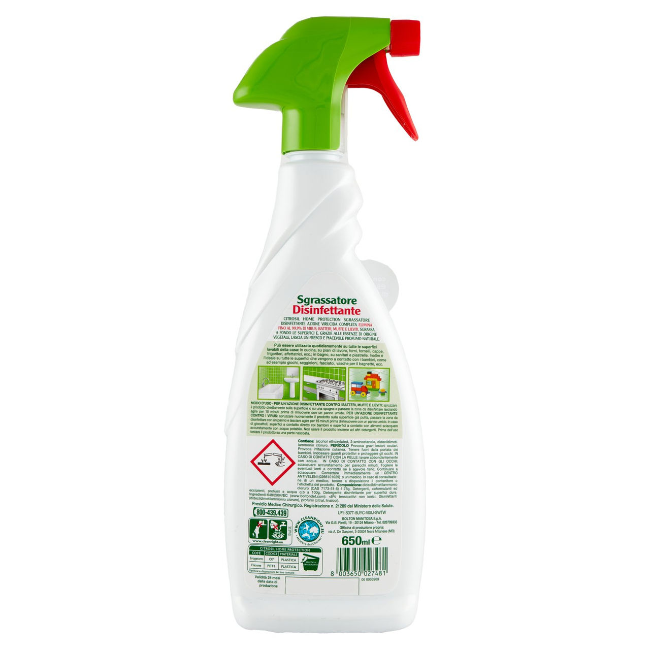Citrosil Home Protection Sgrassatore Disinfettante con vere essenze di limone 650 ml