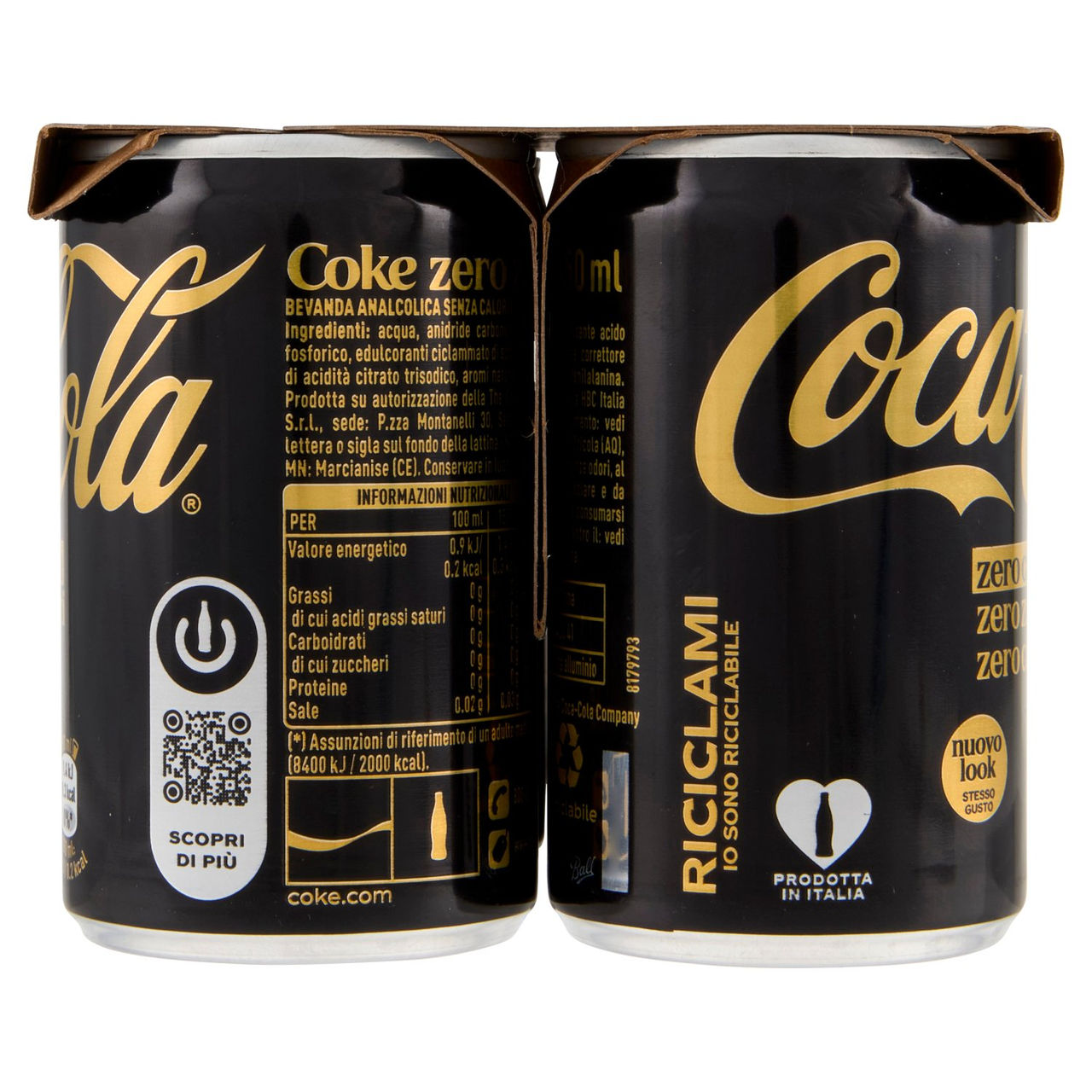 Coca-Cola Zero Caffeina Zero Zuccheri Minican 6 X 15cl