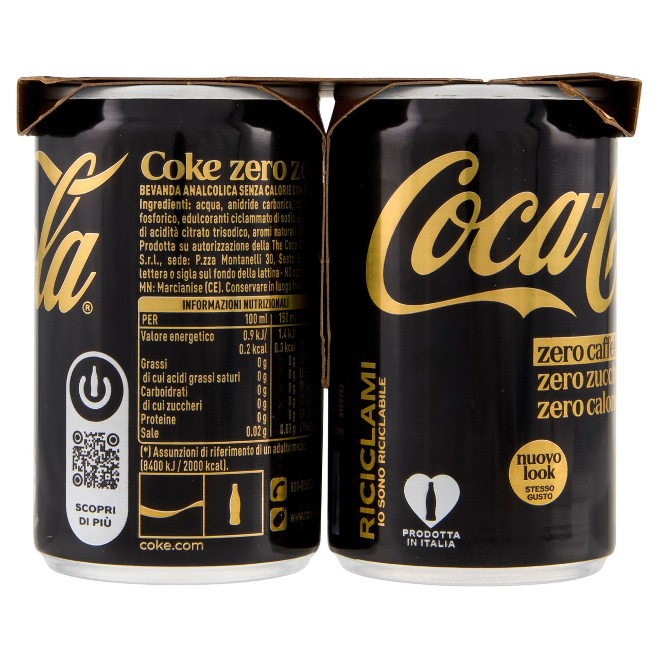Coca-Cola Zero Caffeina Zero Zuccheri Minican 6 X 15cl